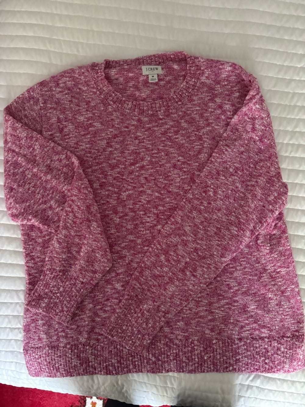 J. Crew Pink Marled Crew Sweater